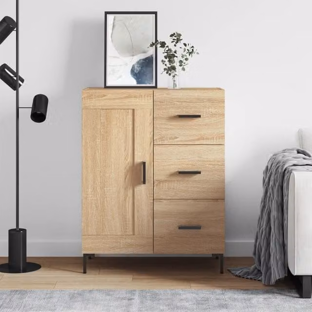Berkfield Home Sonoma Oak Sideboard in Brown, W/D/H: 69.5 x 34 x 90 cm