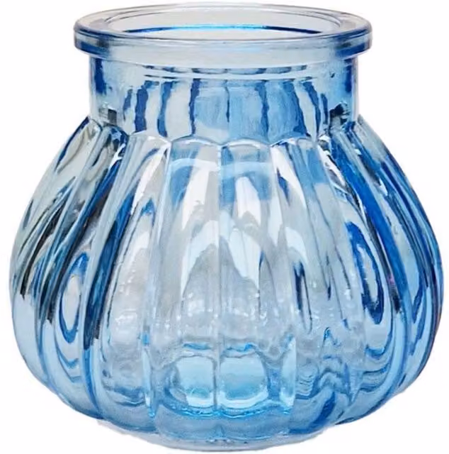 KDMD Blue Veneto Bubble Glass Jar Vase, 12 Pack, Diameter: 7.5 cm – 1