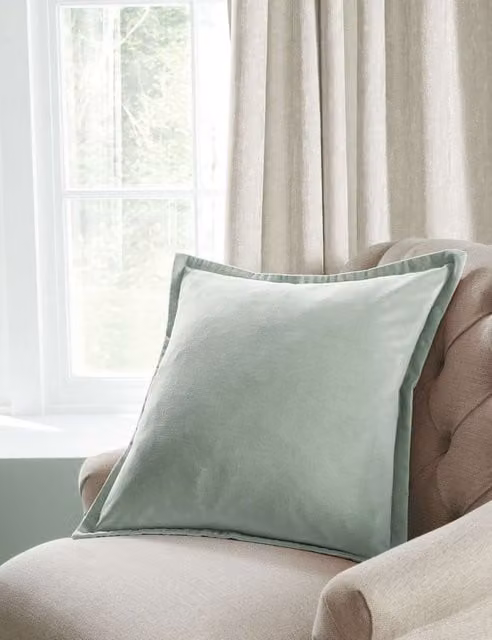 Laura Ashley Hanya Velvet Cushion in Light Green