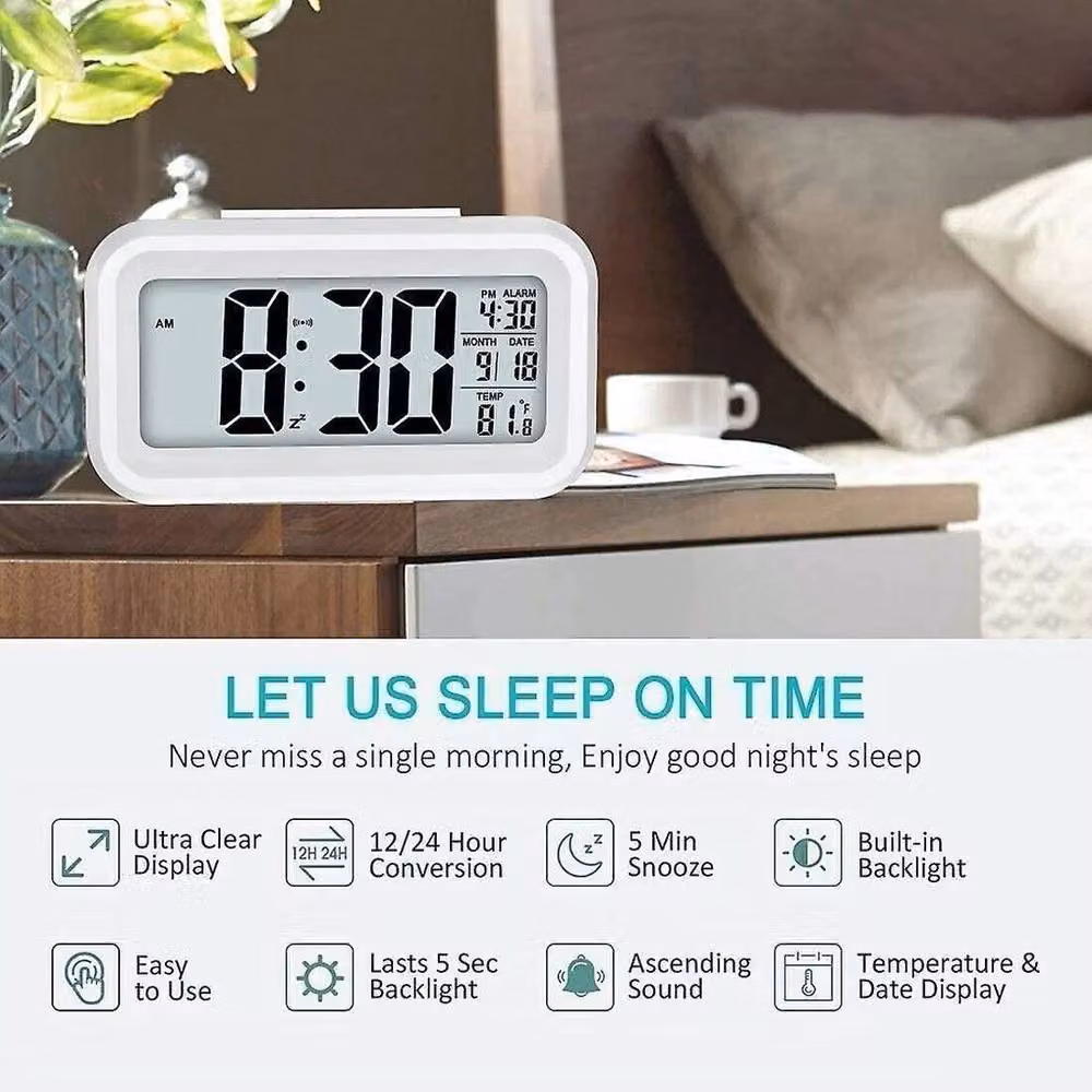 PAWNORA LED Snooze Alarm Clock, White – 3