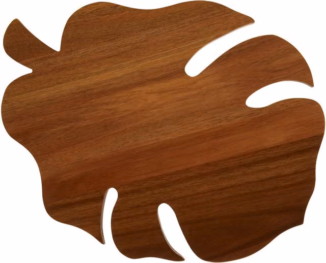 Orsina Leaf Design Rectangular Wood Chopping and Serving Board in Brown – 1
