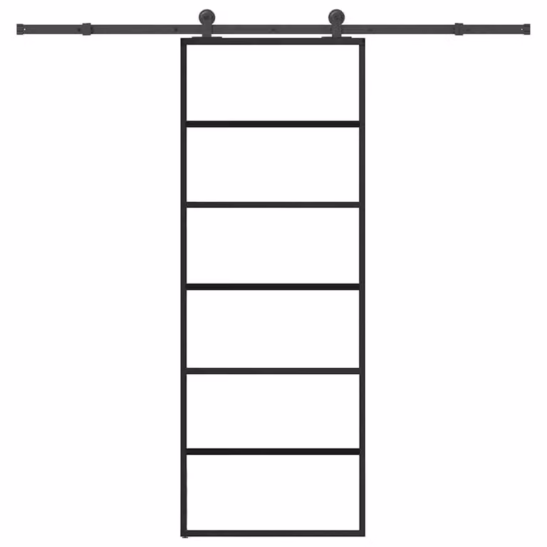 Berkfield Home Sliding Door with Hardware Set, Black Aluminium and Transparent ESG Glass, W: 76 cm, H: 205 cm