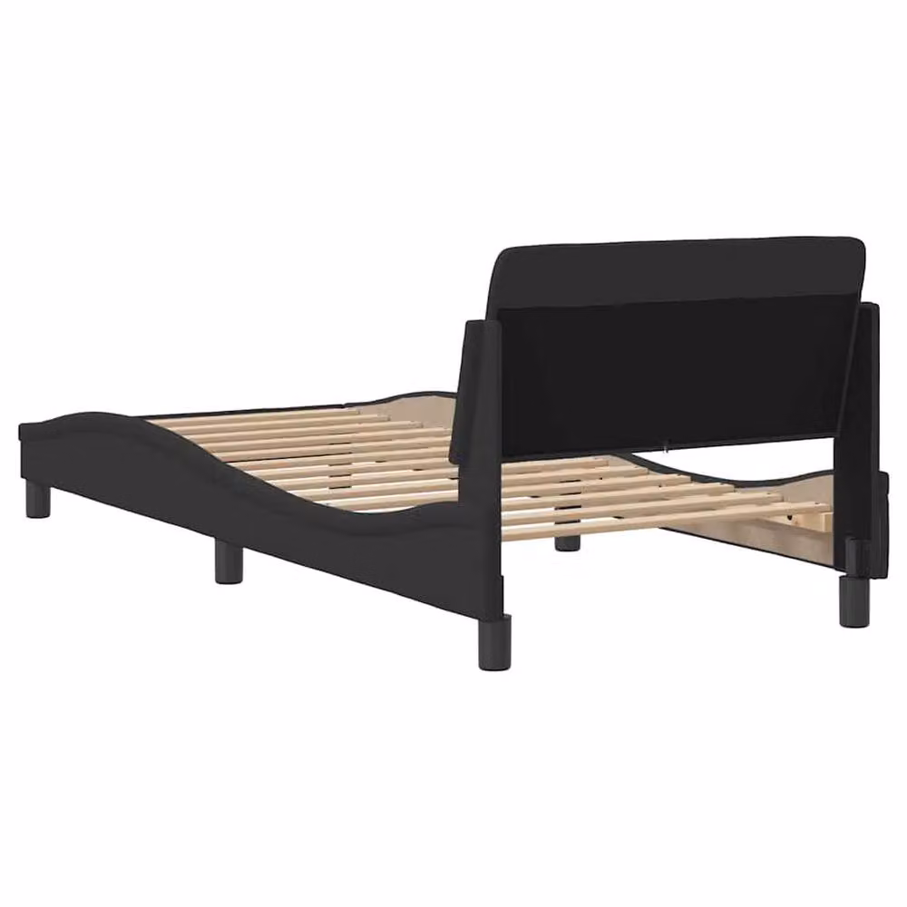 Berkfield Home Dover Single Upholstered Fabric Bed Frame, Black, W/D/H: 90 x 190 cm – 4