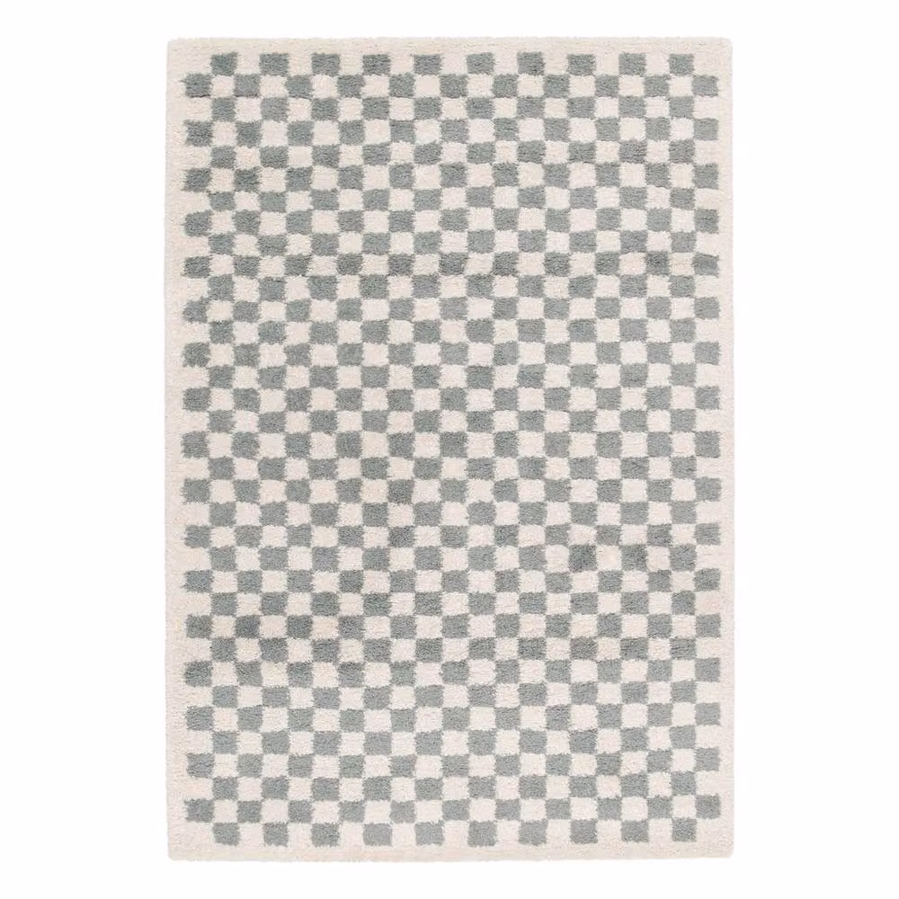 sweeek Checkerboard Interior Rug in Blue and Beige, W: 160 cm, D: 230 cm – 1