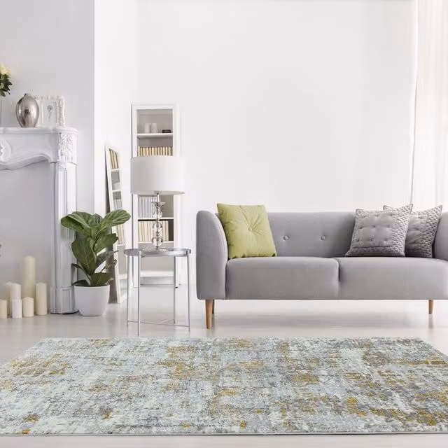The Rug Shop UK Modern Abstract Stain-Resistant Area Rug in Grey, W: 200 cm, D: 290 cm – 1
