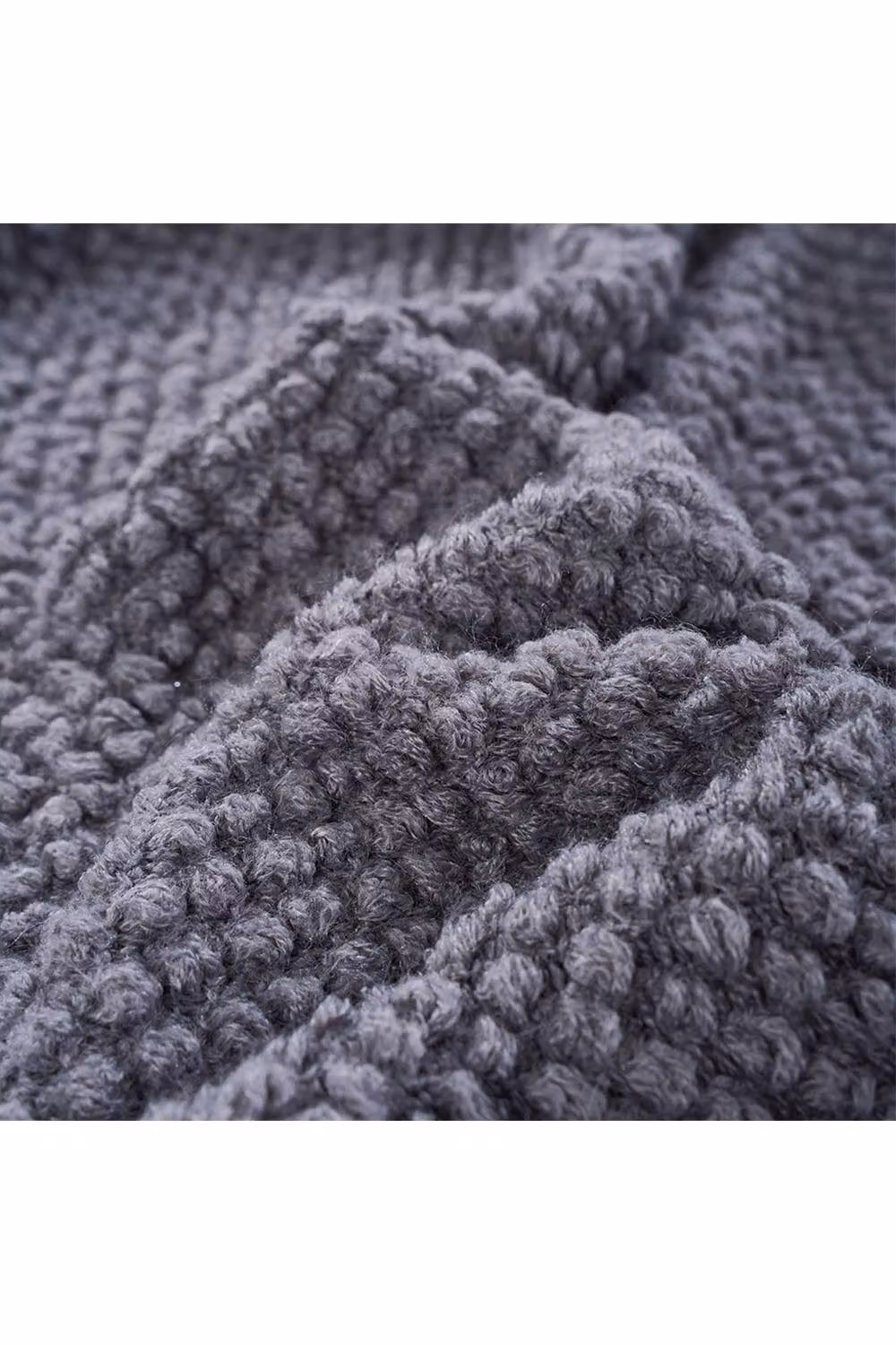 Garden Sanctuary Grey Knitted Polyacrylic Throw Blanket with Fringes, W/D: 170 x 130 cm – 6