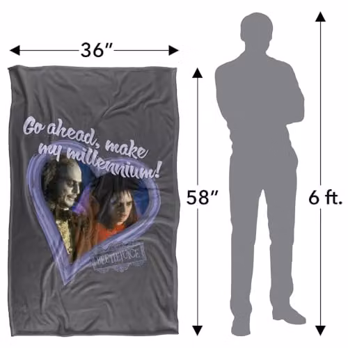 LOGOVISION Beetlejuice Valentine Make My Millennium Super Soft Silky Touch Fleece Throw Blanket, Multicolour, W: 91 cm, D: 147 cm – 4