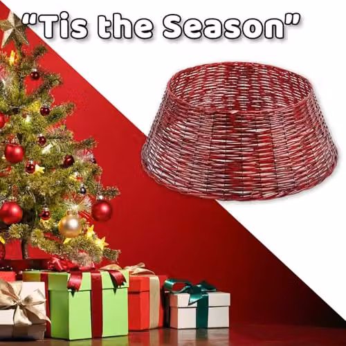 VFM e-Store Red Christmas Tree Skirt Decoration, W/D: 70 x 70 cm – 6