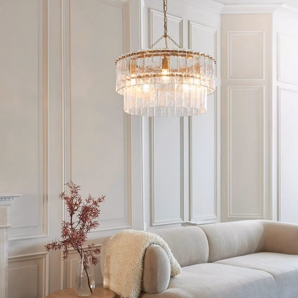 Netlighting Karine Pendant Light with Handmade Transparent Glass and Gold Brass Finish, 5 x E14 – 2
