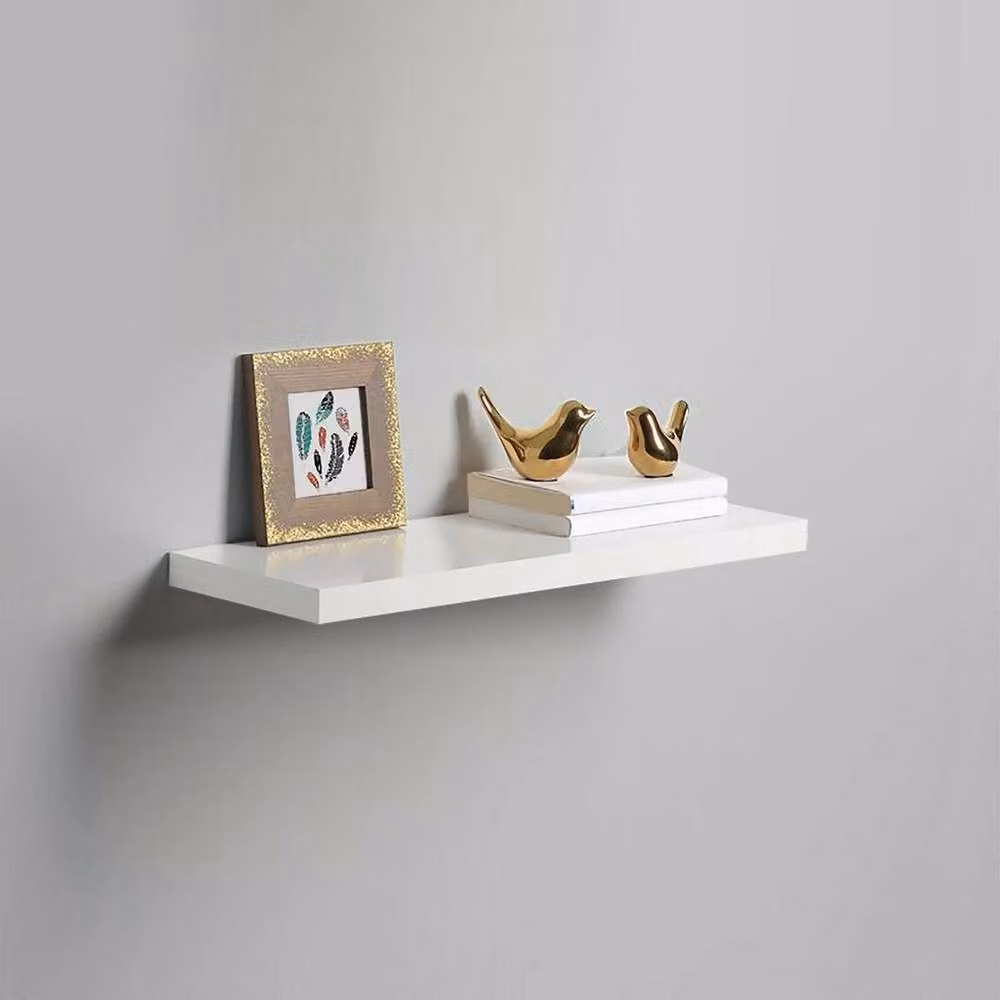 Kelvenix High Gloss White Floating Wall Shelf, Modern PVC Wall Mounted Shelf for Living Room or Bedroom, Width: 60 cm – 2