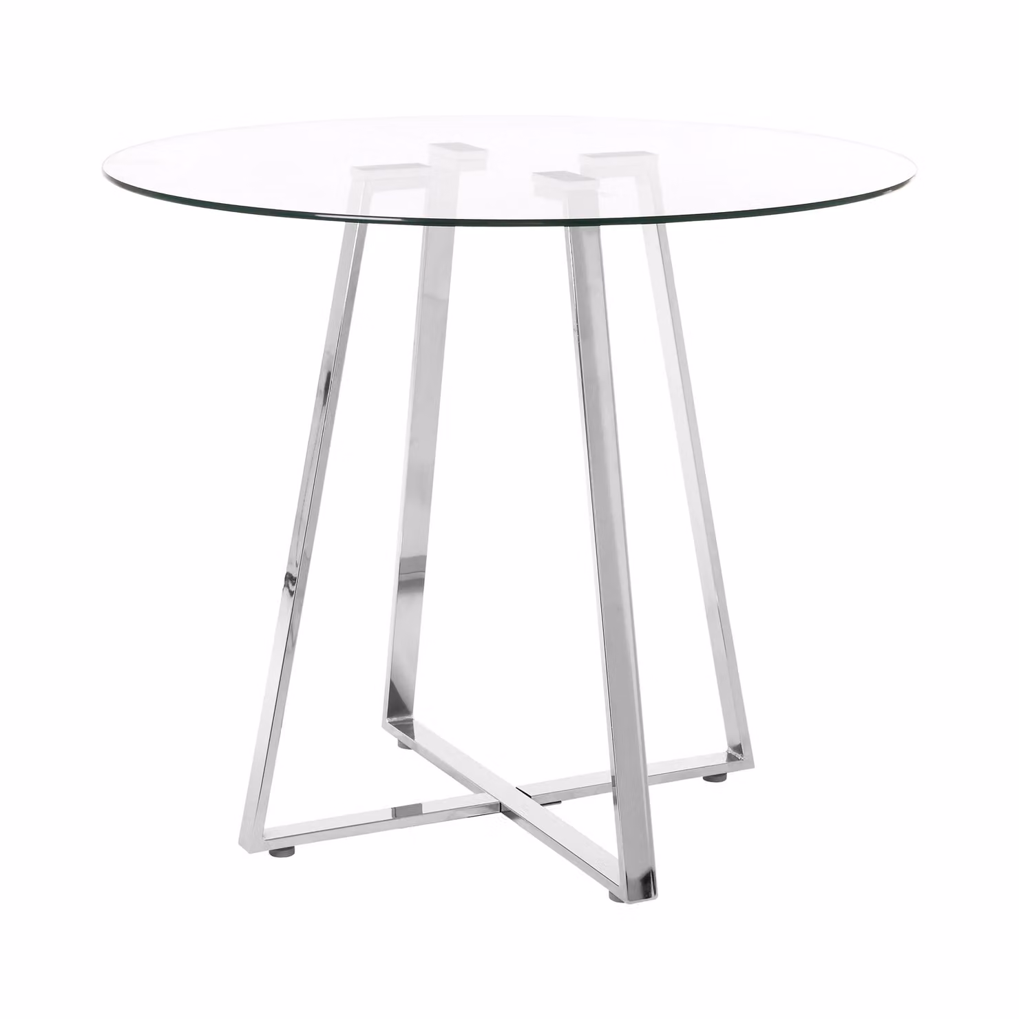 Interiors by Premier Orsina Round Glass Dining Table with Silver X-Frame Legs, Transparent and Silver – 2
