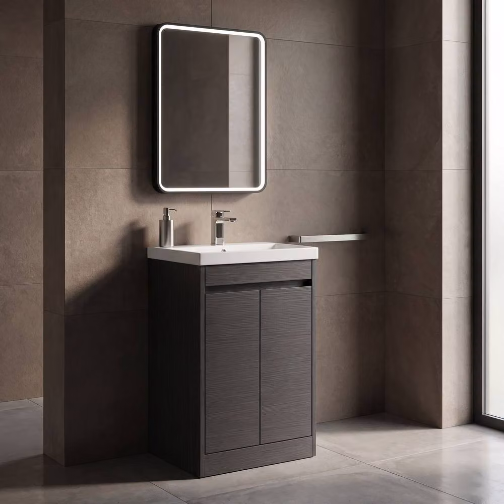 Balterley Chartley 2 Door Floor Standing Bathroom Vanity Unit with Basin and LED Lighting, Graphite Grey, W/D/H: 52 x 39.5 x 83.5 cm – 3