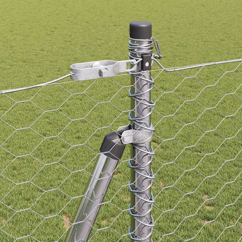 Berkfield Home Set of 2 Galvanised Steel Round Fencing in Silver – 3