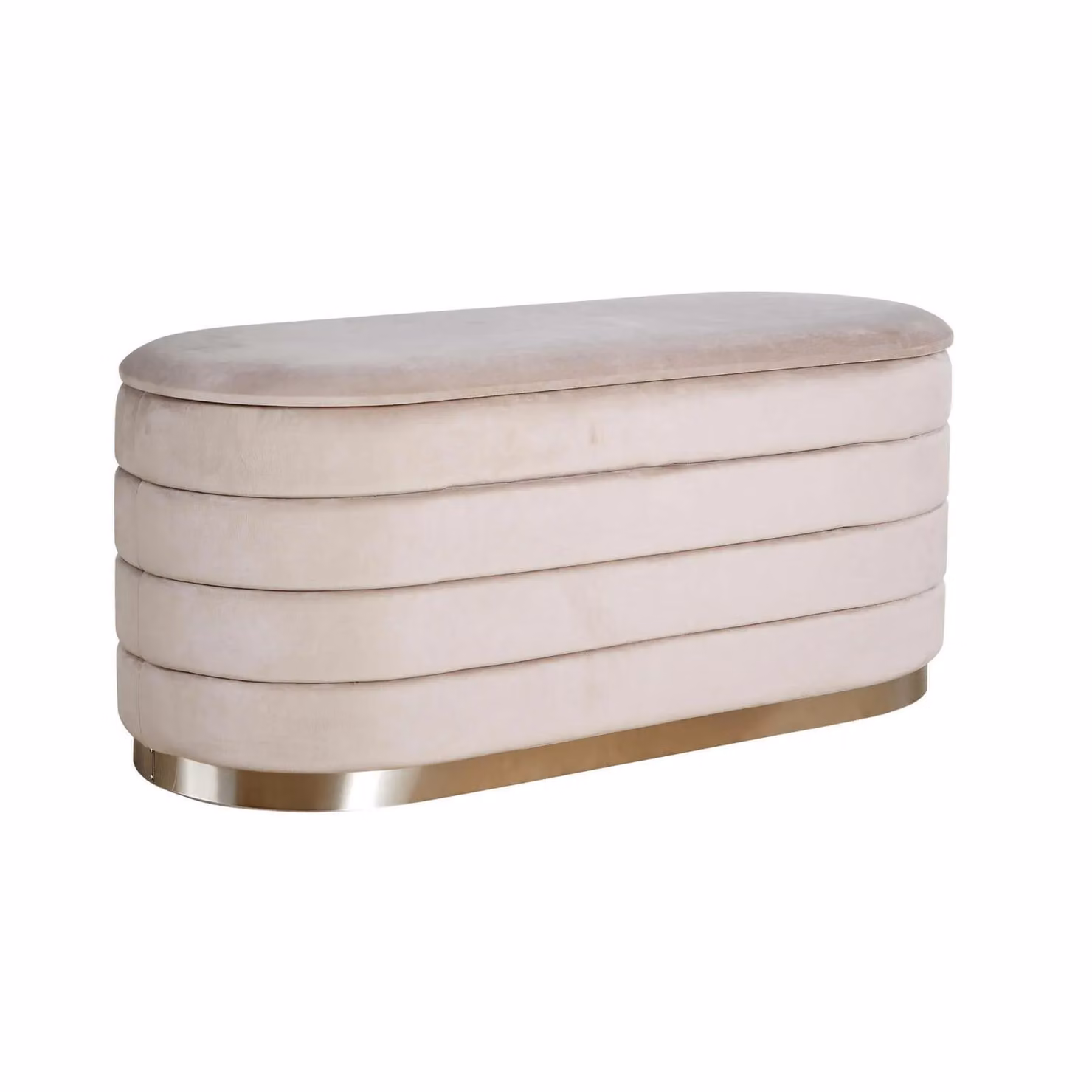 Home Source Velvet Storage Ottoman Bench Footstool in Light Grey – 2