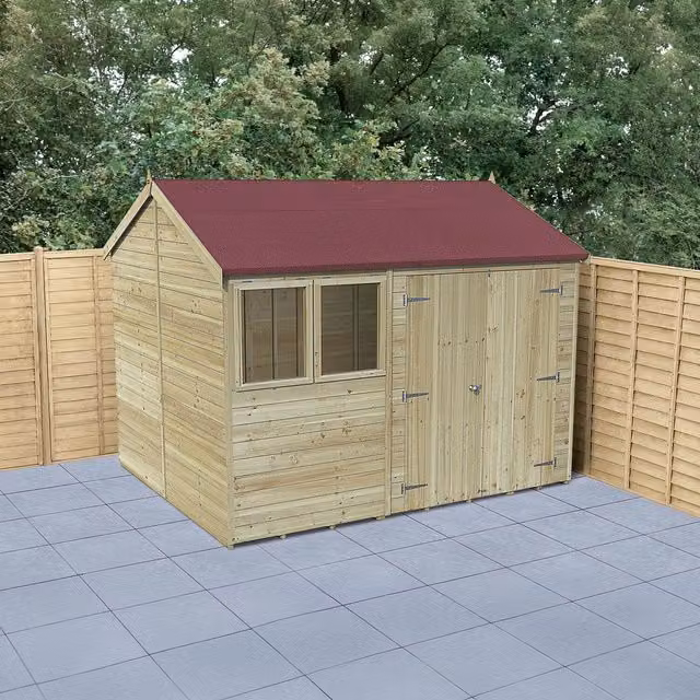 Forest Garden Timberdale T&G Pressure Treated Reverse Apex Shed in Brown