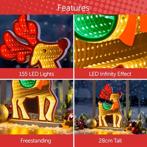 The Christmas Workshop Reindeer Infinity LED Double-Sided Multi-Coloured Christmas Light, Height: 28 cm – 3