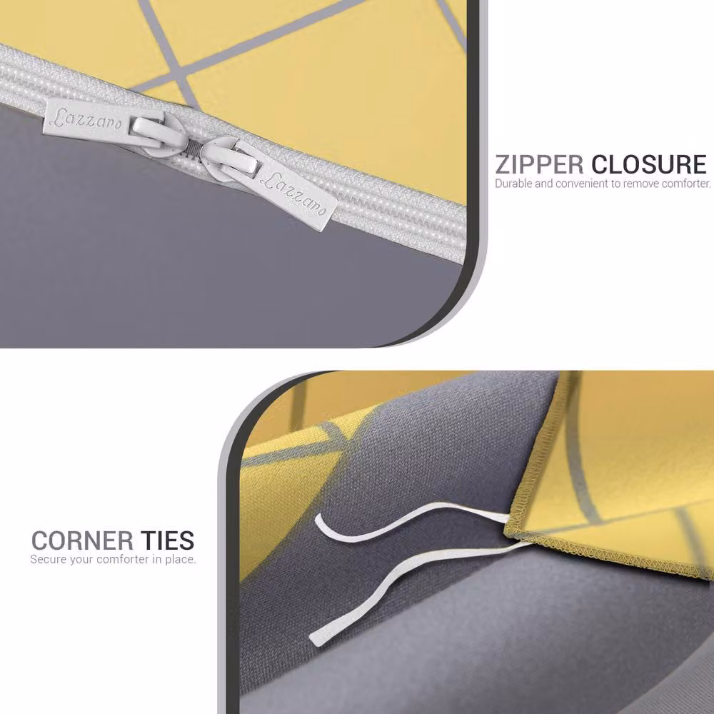 Pamposh Reversible Yellow Duvet Cover and Pillowcase Set, Super King – 4