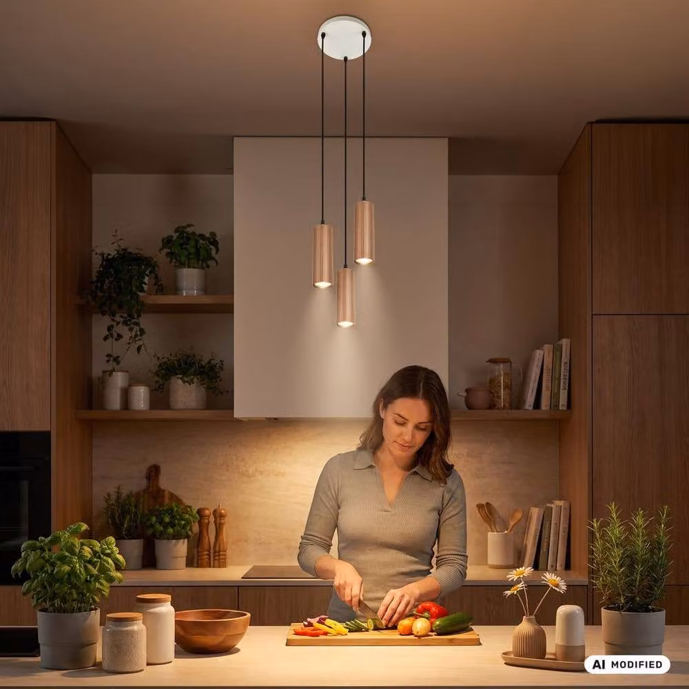 Briloner Coffee Height Adjustable 3-Light Pendant Light for GU10 Bulbs, Brown – 4