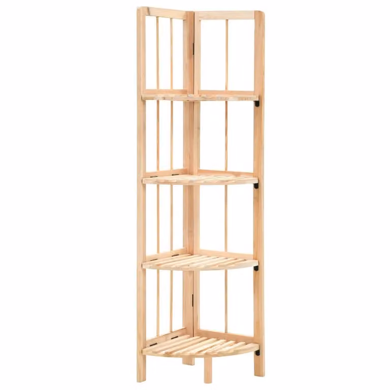Berkfield Home Durable Cedar Wood Corner Shelf in Beige, W/D/H: 27 x 27 x 110 cm