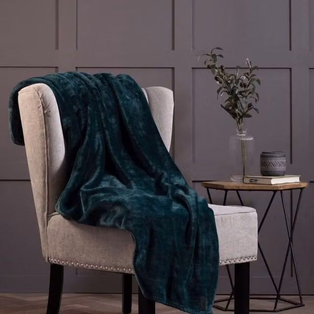 Heat Holders Green Fluffy Fleece Blanket, W/D/H: 180 x 200 cm