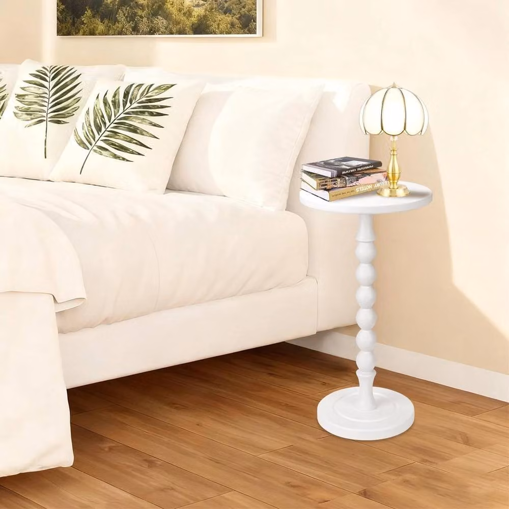 FORGEVIO Lampaggio Round Side Table in White Oak with Matt Finish, Diameter: 30 cm, Height: 55.88 cm – 3