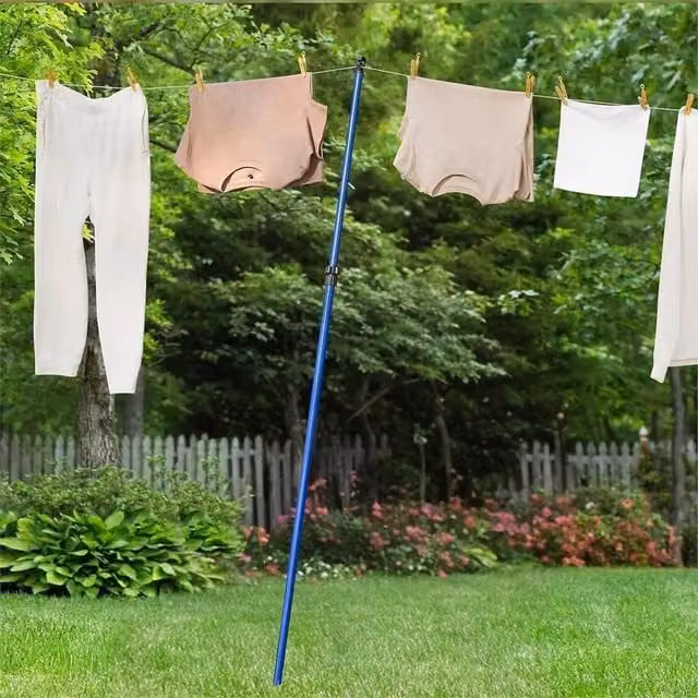 Nordara 2-Piece Heavy Duty Telescopic Washing Line Prop Extendable Poles in Blue – 1