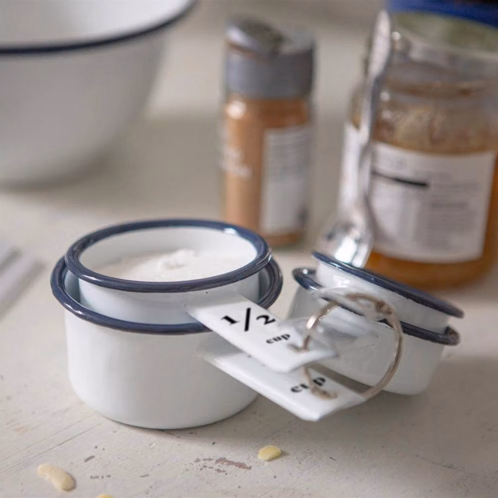 Argon Tableware Blue and White Enamel Measuring Cup Set, 4 Pieces – 2