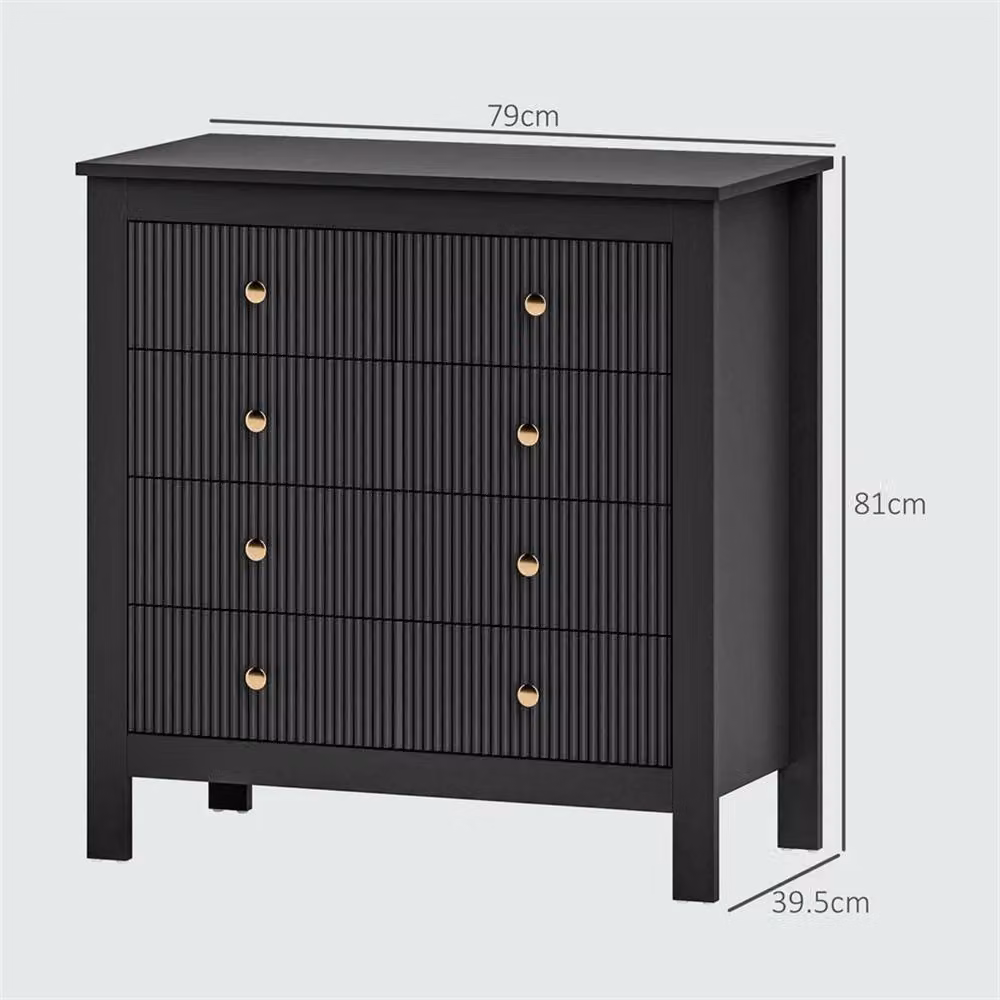 Nordara Fluted Black Bedroom Chest with 5 Drawers and Gold Tone Handles W: 160 cm, D: 60 cm – 2