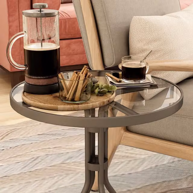BELOFAY Clear Round Tempered Glass Table Top with Polished Edge, Diameter: 60 cm