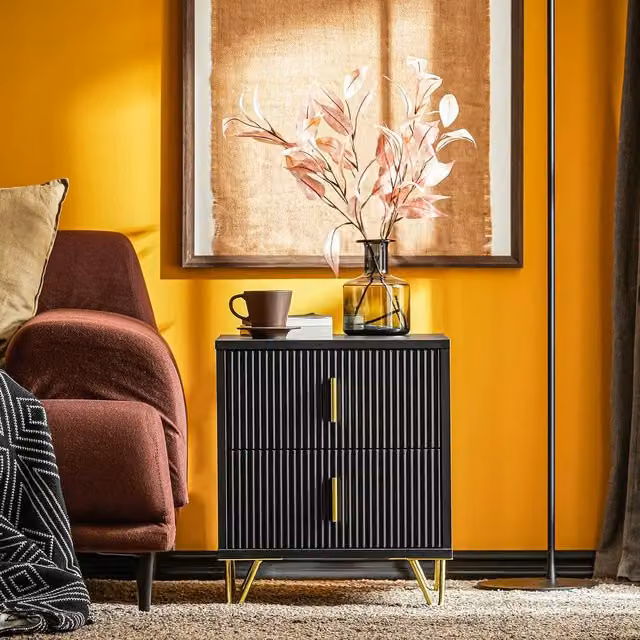 SoBuy Modern Black Bedside Table and Nightstand