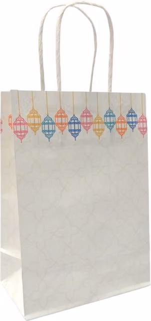 Peacock Supplies Colourful Lanterns Paper Treat Bags in Cream