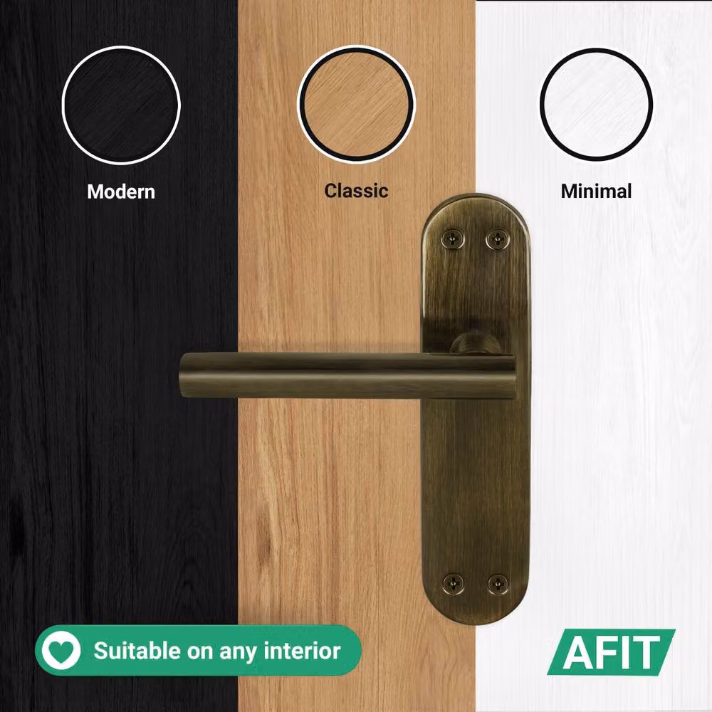 AFIT T-Bar Antique Brass Internal Handles with Latch Backplate, Bronze, 4 Pairs, W/D/H: 150 x 150 mm – 6