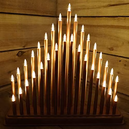 Premier Gold Metal Christmas Candlebridge with 33 Warm White LEDs, Height: 36 cm – 1
