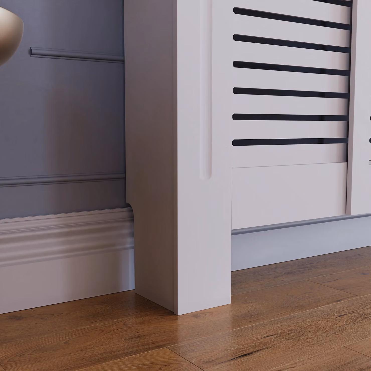 Vida Designs Milton Adjustable MDF Radiator Cover in White, H x W x D: 82 x 204 x 19 cm – 4