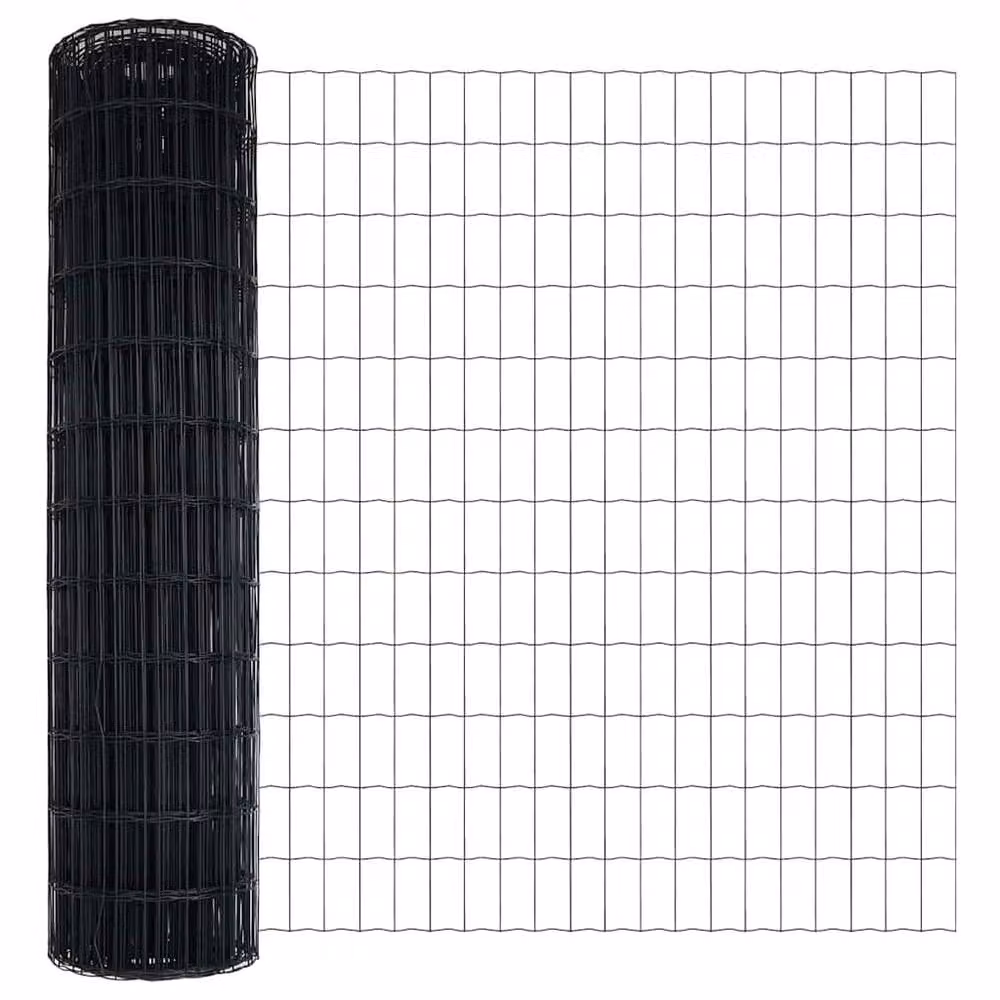 Berkfield Home Euro Fence Grey Galvanised Steel with 13 Posts, 1 x 25 m – 6