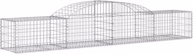 Berkfield Home Decorative Arched Gabion Planter Baskets, 3 Piece, Silver Galvanised Steel, W/D/H: 300 x 50 x 40/60 cm – 1