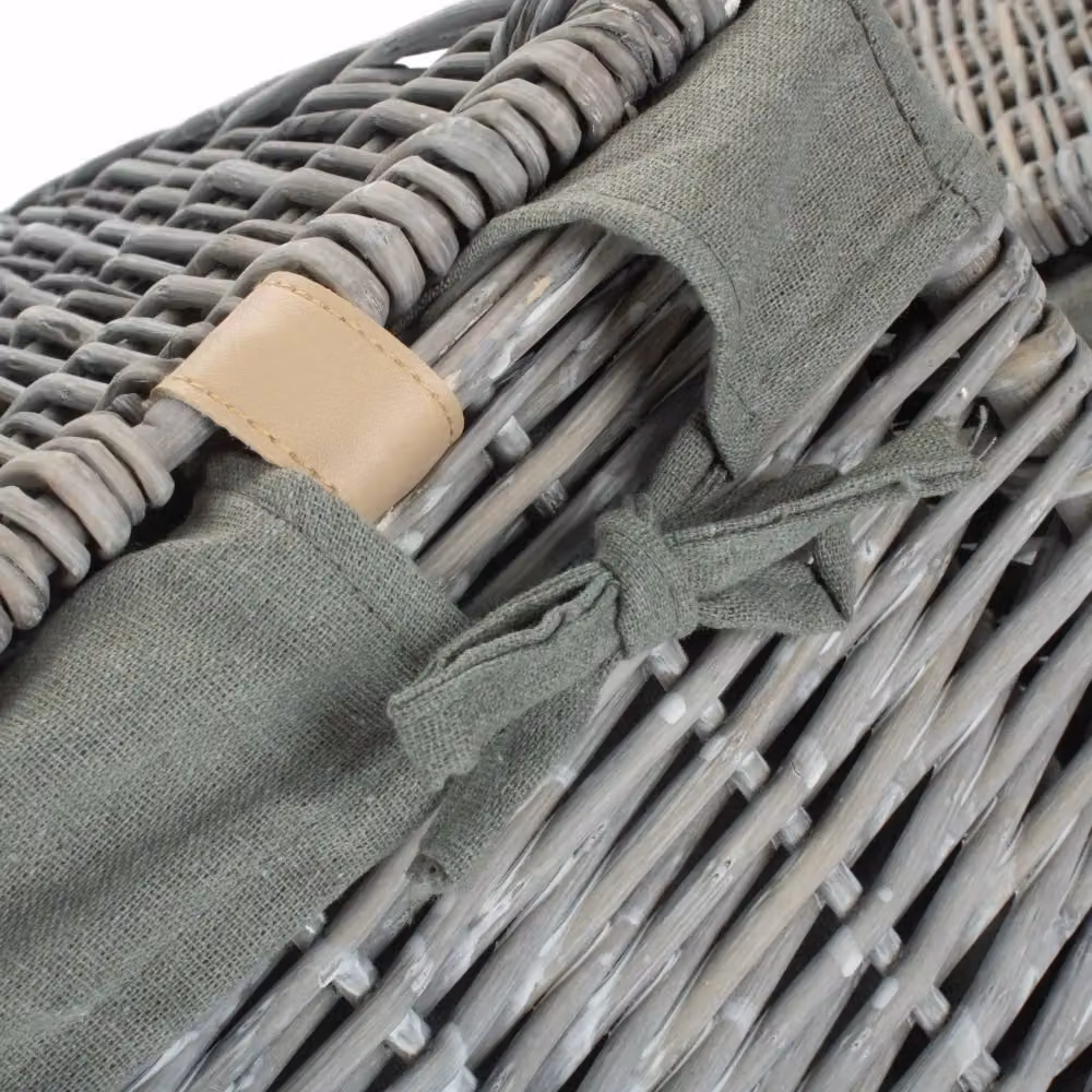 Red Hamper Grey Wash Square Wicker Laundry Basket with Removable Grey Sage Cotton Lining, W/D/H: 33.0 x 33.0 x 50.0 cm – 3