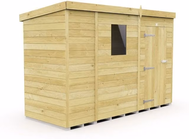 Buttercup Farm Brown Pent Security Wood Shed with Double Door, L118 x W276 x H201 cm – 1