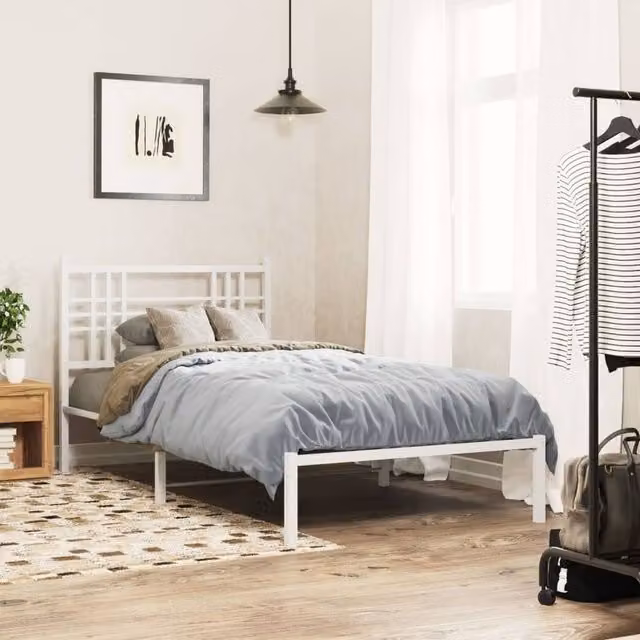 Berkfield Home Metal Headboard in White
