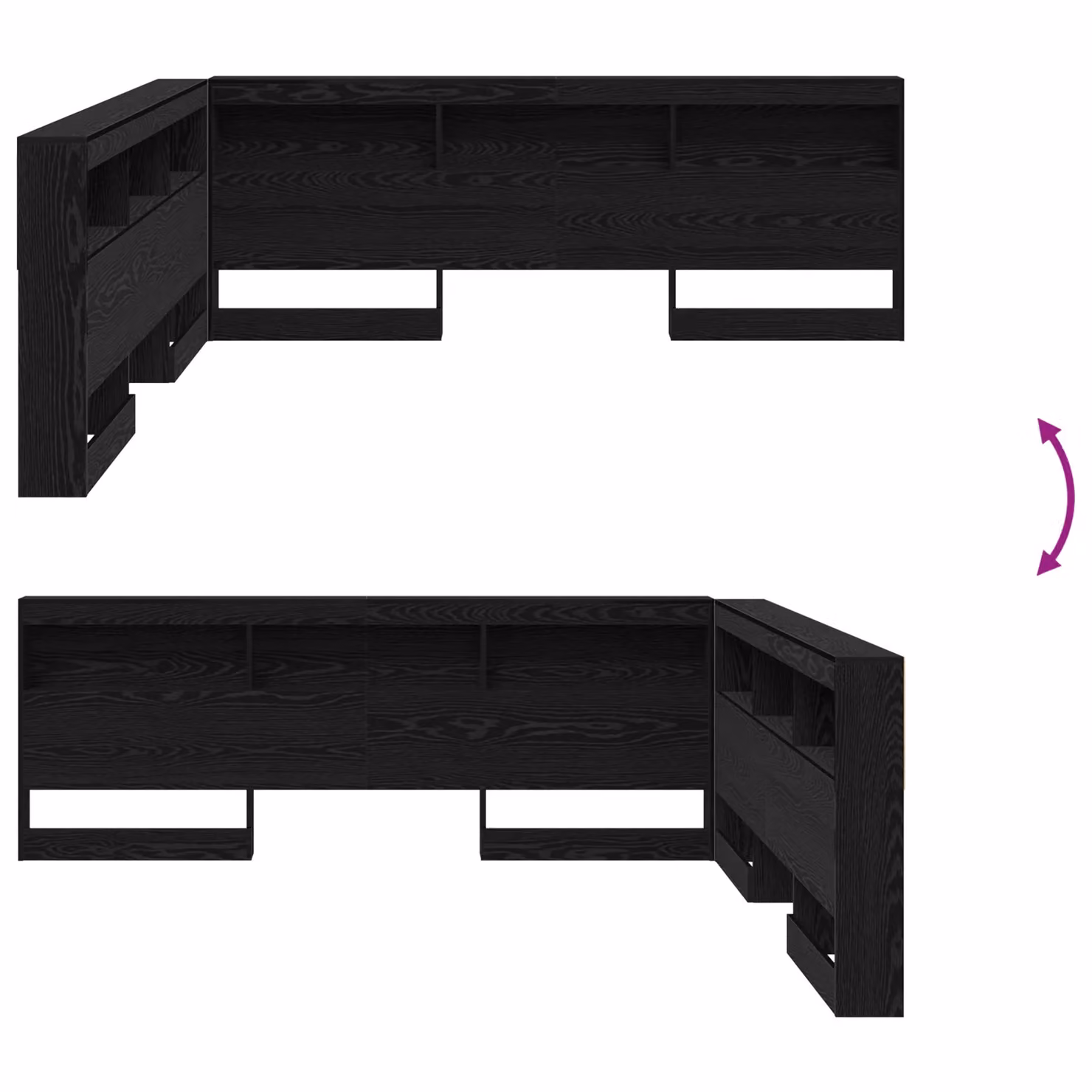 Berkfield Home Black Oak Storage Headboard with Integrated Shelf, Width: 180 cm – 5