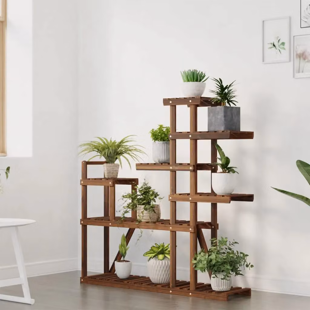 Berkfield Home Retro Wood Flower Stand in Brown, W/D/H: 110 x 25 x 111 cm – 3