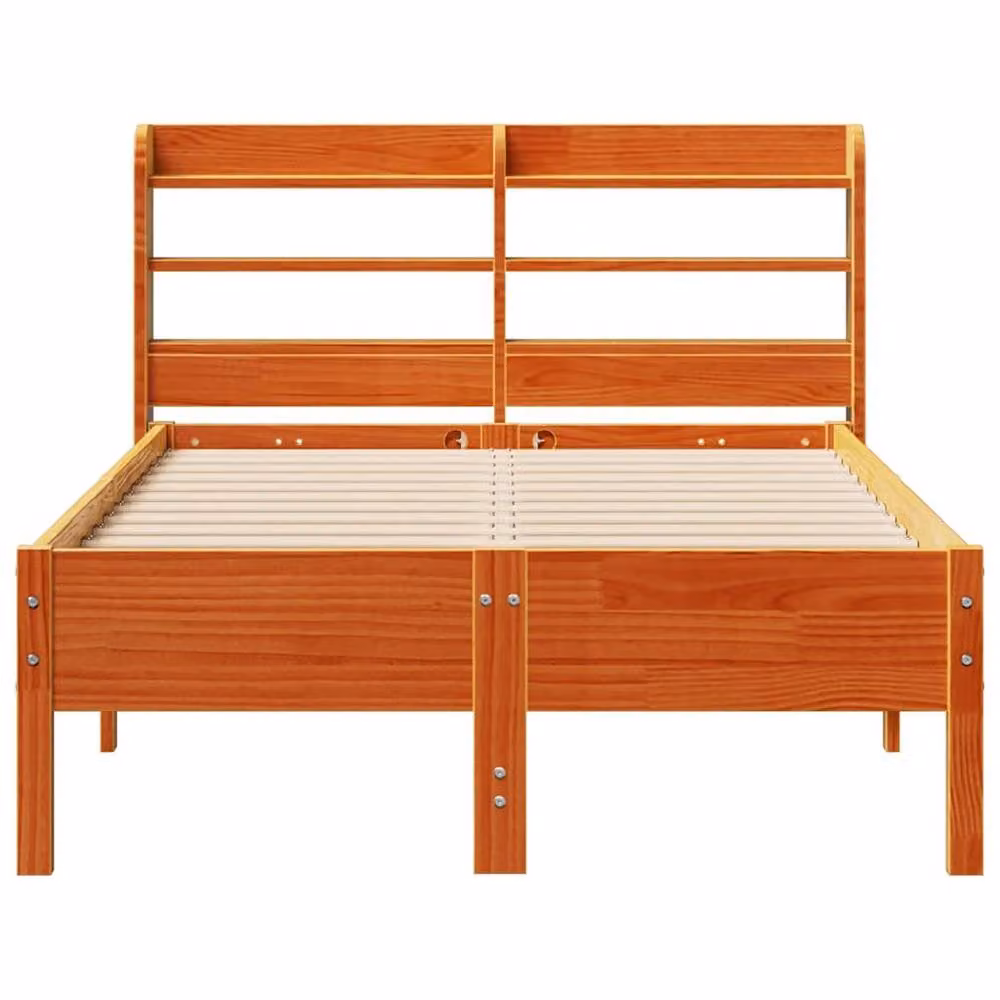 Berkfield Home Solid Wood Pine Bed Frame in Waxed Brown with Side Compartments, W/D/H: 100 x 200 cm – 2