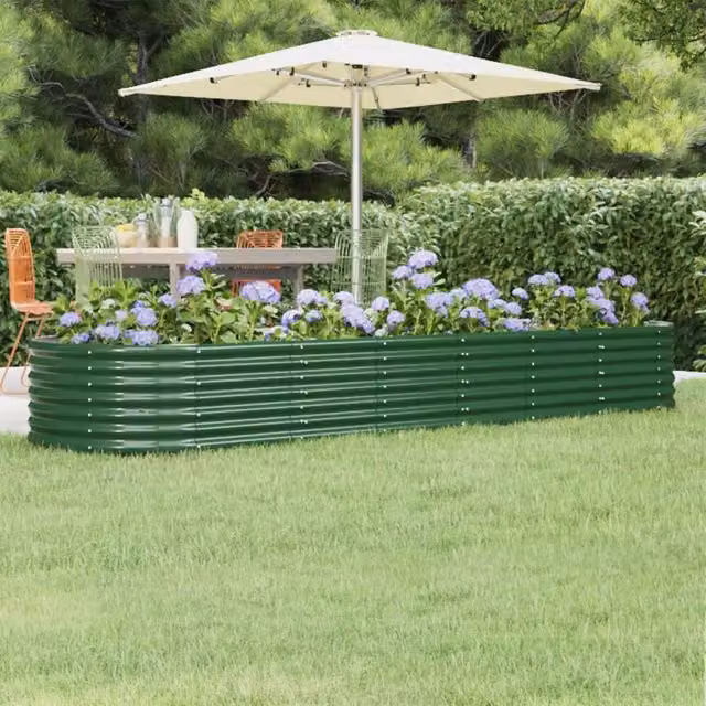 Berkfield Home Garden Powder-coated Steel Raised Bed, Green, W: 296 cm, D: 80 cm, H: 36 cm – 1