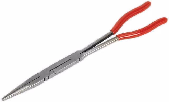 Loops Double Jointed Needle Nose Pliers with Serrated Jaws and Long Reach Design, Red and Multicolour Chrome Vanadium Steel