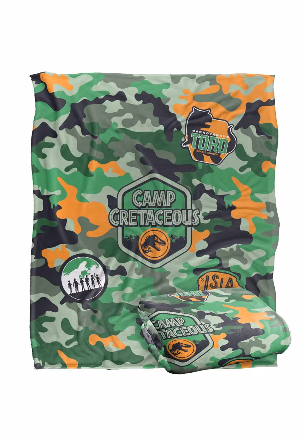 Universal Jurassic Park CC Camo Pattern Super Soft Silky Touch Throw Blanket in White and Multicolour – 2