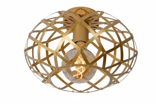 Lucide Wolfram Dimmable Flush Ceiling Light in Gold/Brass, Diameter: 30 cm