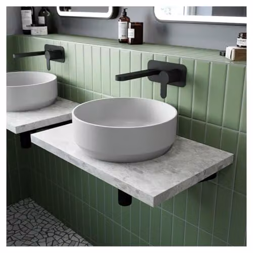 nuie NBV262 Luxe Round Ceramic Countertop Vessel Basin Sink, Matt White, W/D/H: 35 x 35 x 12 cm – 2