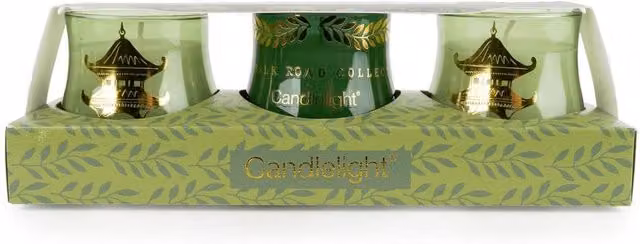 Candlelight The Silk Road Collection Bukhara Set of 3 Green Votive Candles – 2