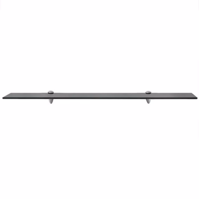 Berkfield Home Modern Floating Glass Shelves, 2 Pack, Black, W: 90 cm, D: 20 cm