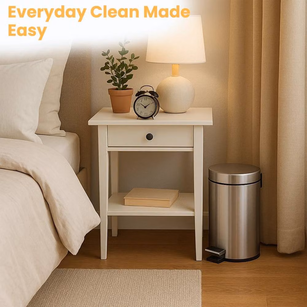 Spetlek Steel Pedal Bin in Silver, 5 Litre – 2